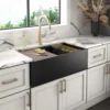 Native Trails Concierge 33" NativeStone Concrete Workstation Farmhouse Kitchen Sink, Charcoal, NSKG3318-C