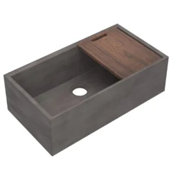 Native Trails Concierge 33" NativeStone Concrete Workstation Farmhouse Kitchen Sink, Slate, NSKG3318-S