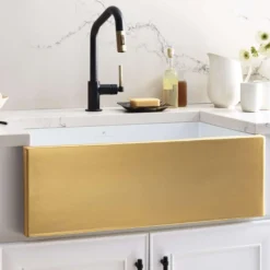 Native Trails Dreamer 30" Fireclay Farmhouse Sink, Matte Gold, PMK3018-G