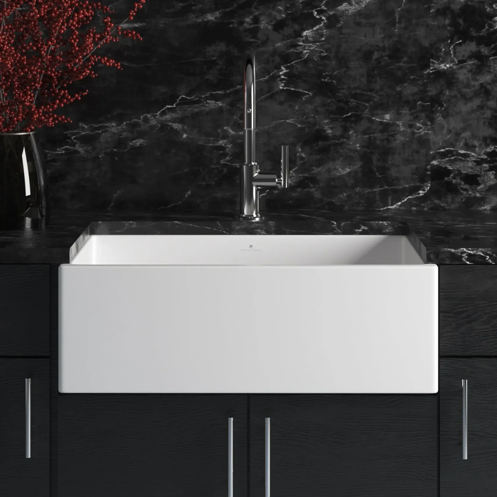 Native Trails Dreamer 30" Fireclay Farmhouse Kitchen Sink, White, FRK3018-W