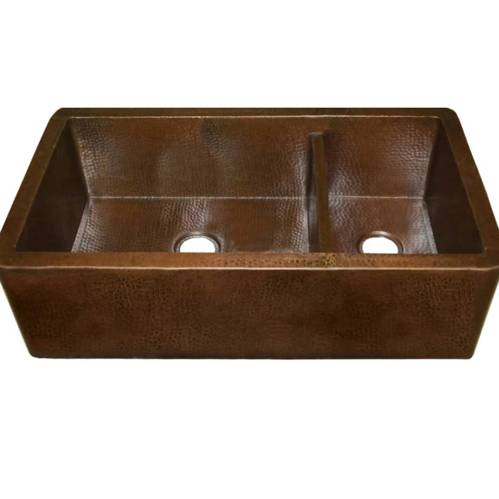 Native Trails Farmhouse Duet Pro 40" Copper Farmhouse Sink, 70/30 Double Bowl, Antique Copper, CPK274