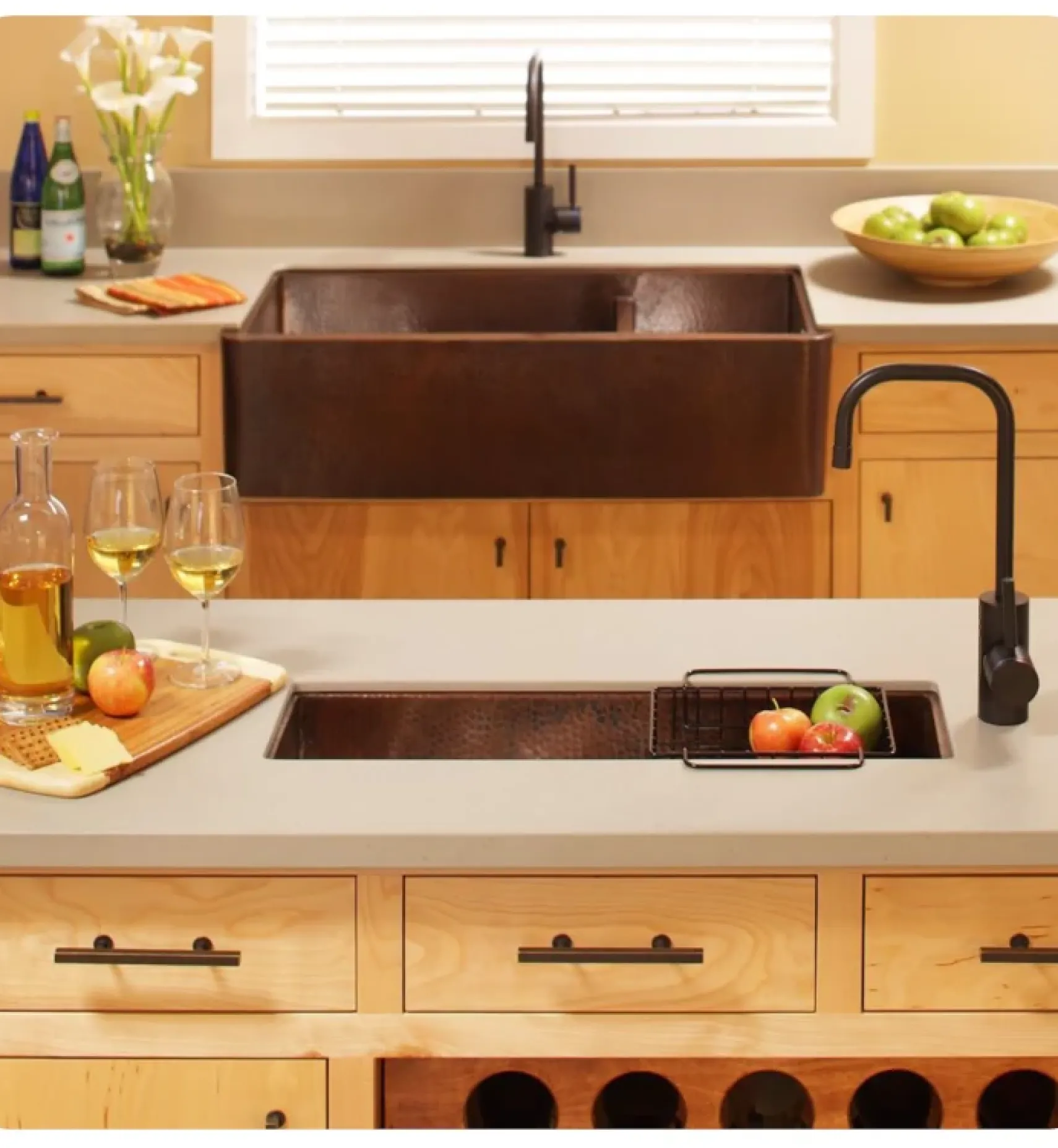 Native Trails Farmhouse Duet Pro 40" Copper Farmhouse Sink, 70/30 Double Bowl, Antique Copper, CPK274