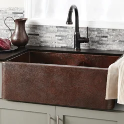 Native Trails Farmhouse Duet 33" Copper Farmhouse Sink, 60/40 Double Bowl, Antique Copper, CPK276