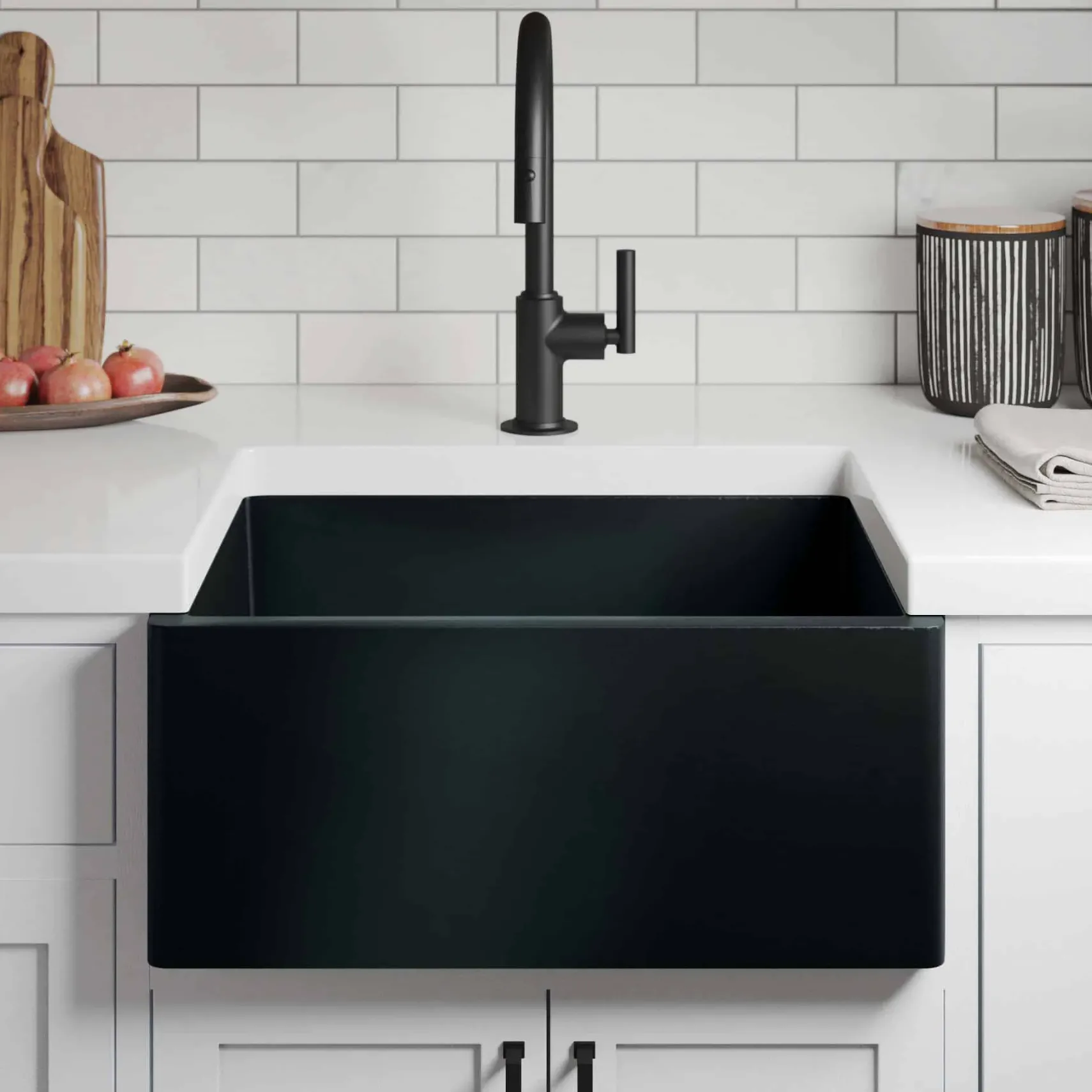 Native Trails Farmhouse 2418 24" NativeStone Concrete Farmhouse Sink, Charcoal, NSK2418-C