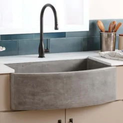 Native Trails Farmhouse Quartet 33" NativeStone Concrete Farmhouse Sink, Ash, NSKQ3320-A