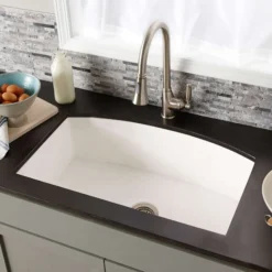 Native Trails Farmhouse Quartet 33" NativeStone Concrete Farmhouse Sink, Pearl, NSKQ3320-P