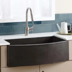 Native Trails Farmhouse Quartet 33" NativeStone Concrete Farmhouse Sink, Slate, NSKQ3320-S