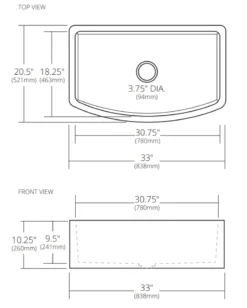 Native Trails Farmhouse Quartet 33" NativeStone Concrete Farmhouse Sink, Slate, NSKQ3320-S