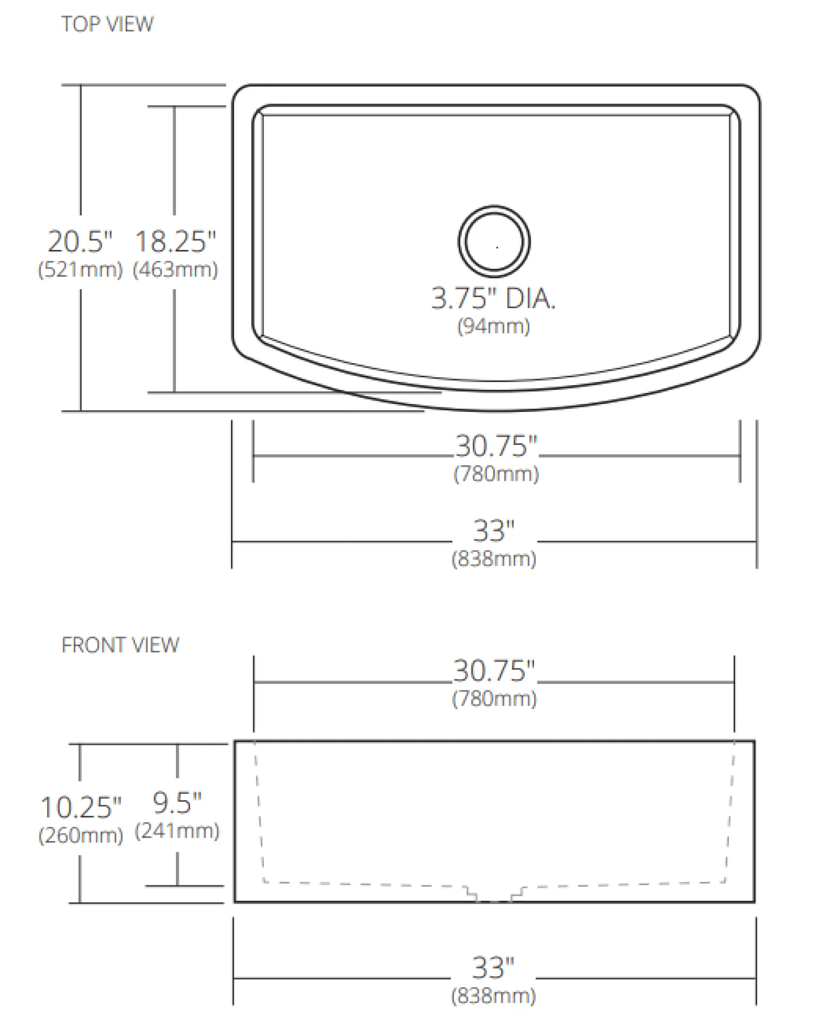 Native Trails Farmhouse Quartet 33" NativeStone Concrete Farmhouse Sink, Earth, NSKQ3320-E