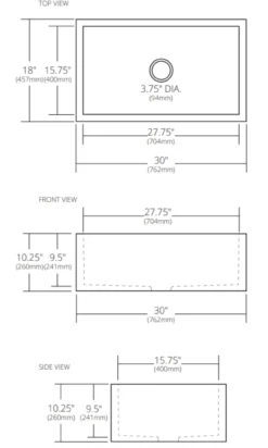 Native Trails 30" NativeStone Concrete Farmhouse Sink, Pearl, NSK3018-P