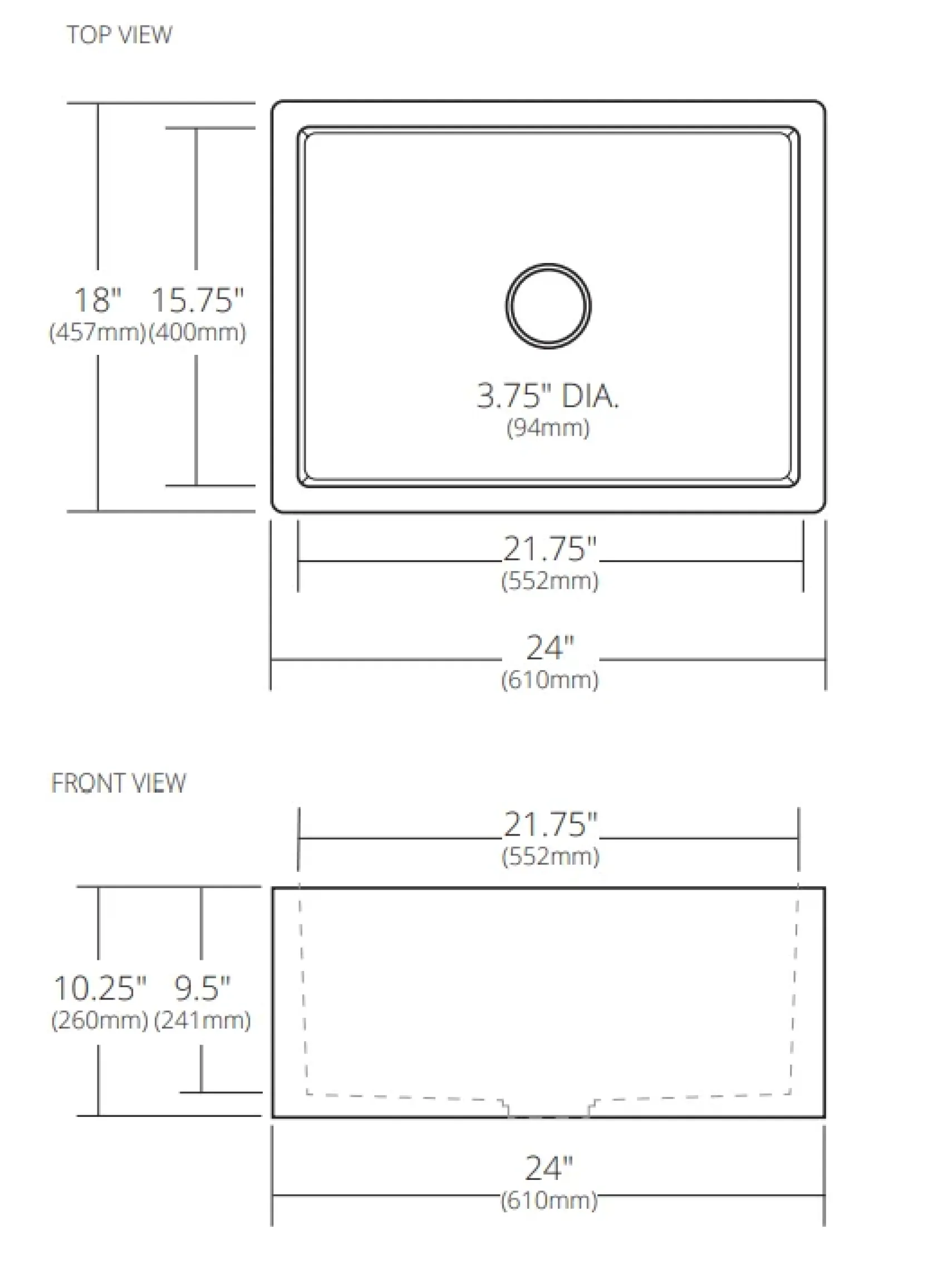 Native Trails 24" NativeStone Concrete Farmhouse Sink, Slate, NSK2418-S