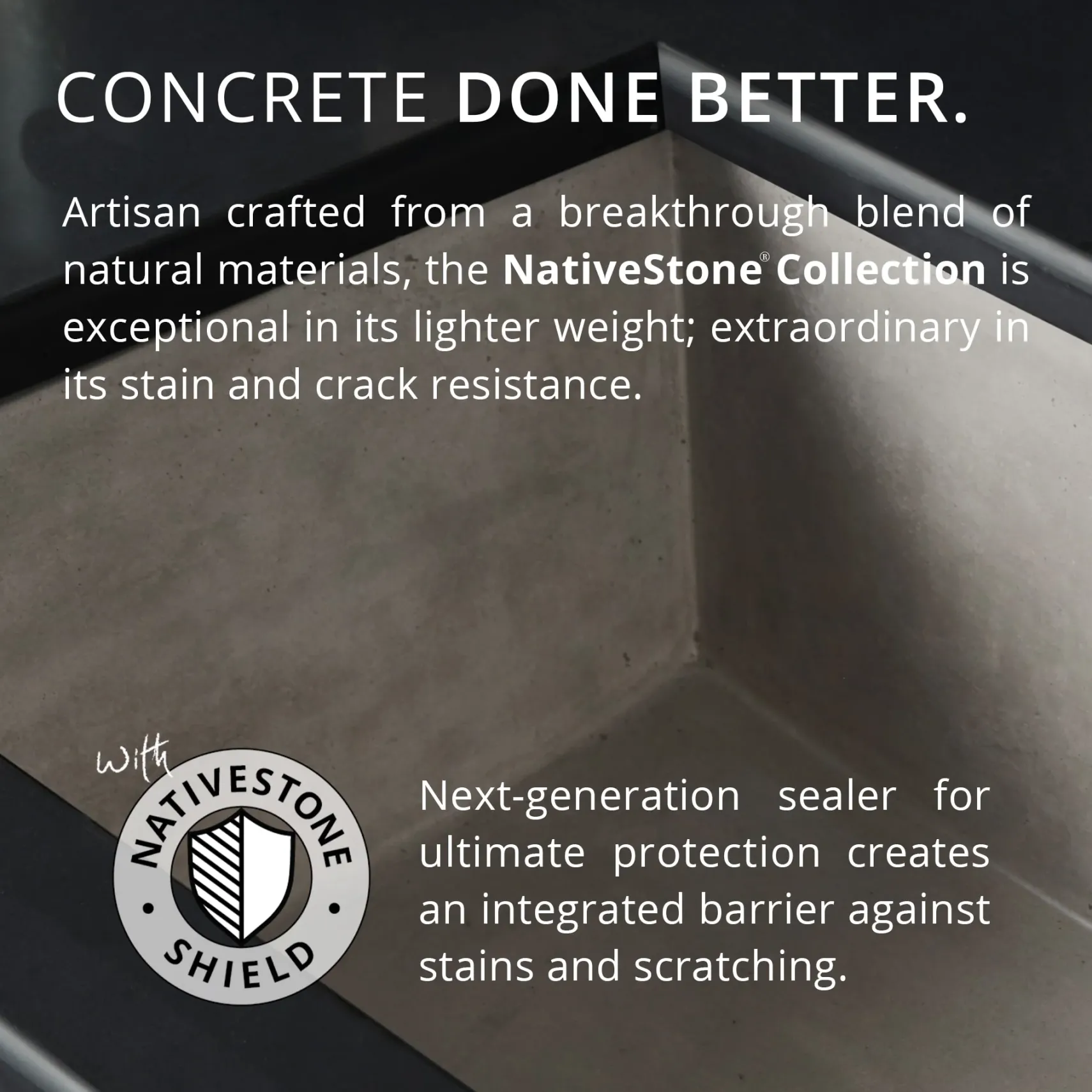 Native Trails 24" NativeStone Concrete Farmhouse Sink, Slate, NSK2418-S