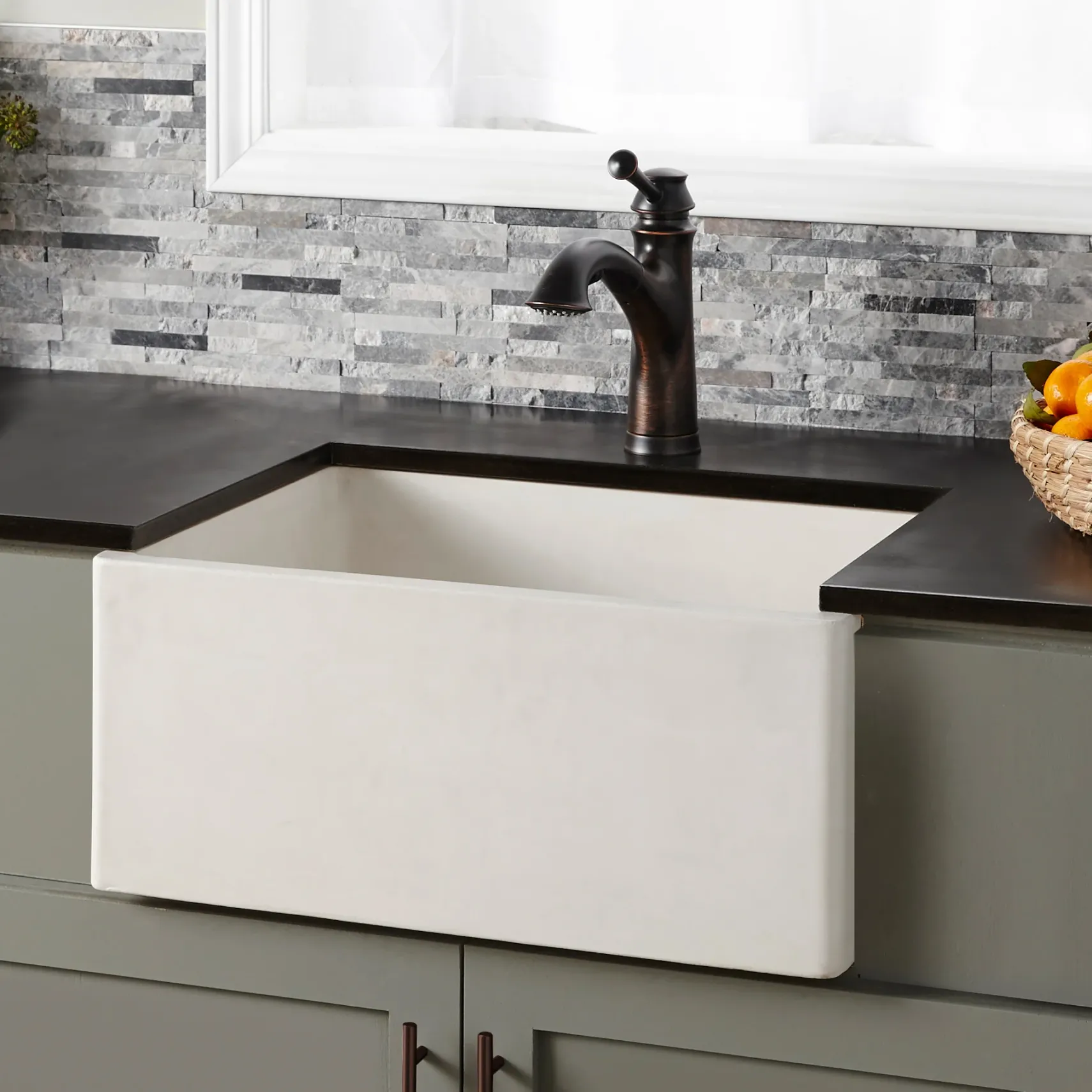 Native Trails 24" NativeStone Concrete Farmhouse Sink, Pearl, NSK2418-P