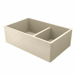 Native Trails 33" NativeStone Concrete Farmhouse Sink, 60/40 Double Bowl, Sand, NSKD3321-D