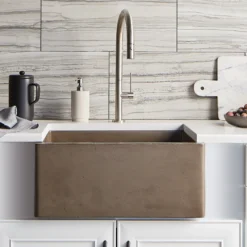 Native Trails 24" NativeStone Concrete Farmhouse Sink, Earth, NSK2418-E