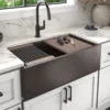 Native Trails Pinnacle Concierge 33" Copper Workstation Farmhouse Kitchen Sink, Antique Copper, CPKG292