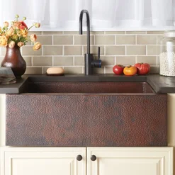 Native Trails Pinnacle 33" Copper Farmhouse Sink, Antique Copper, CPK292