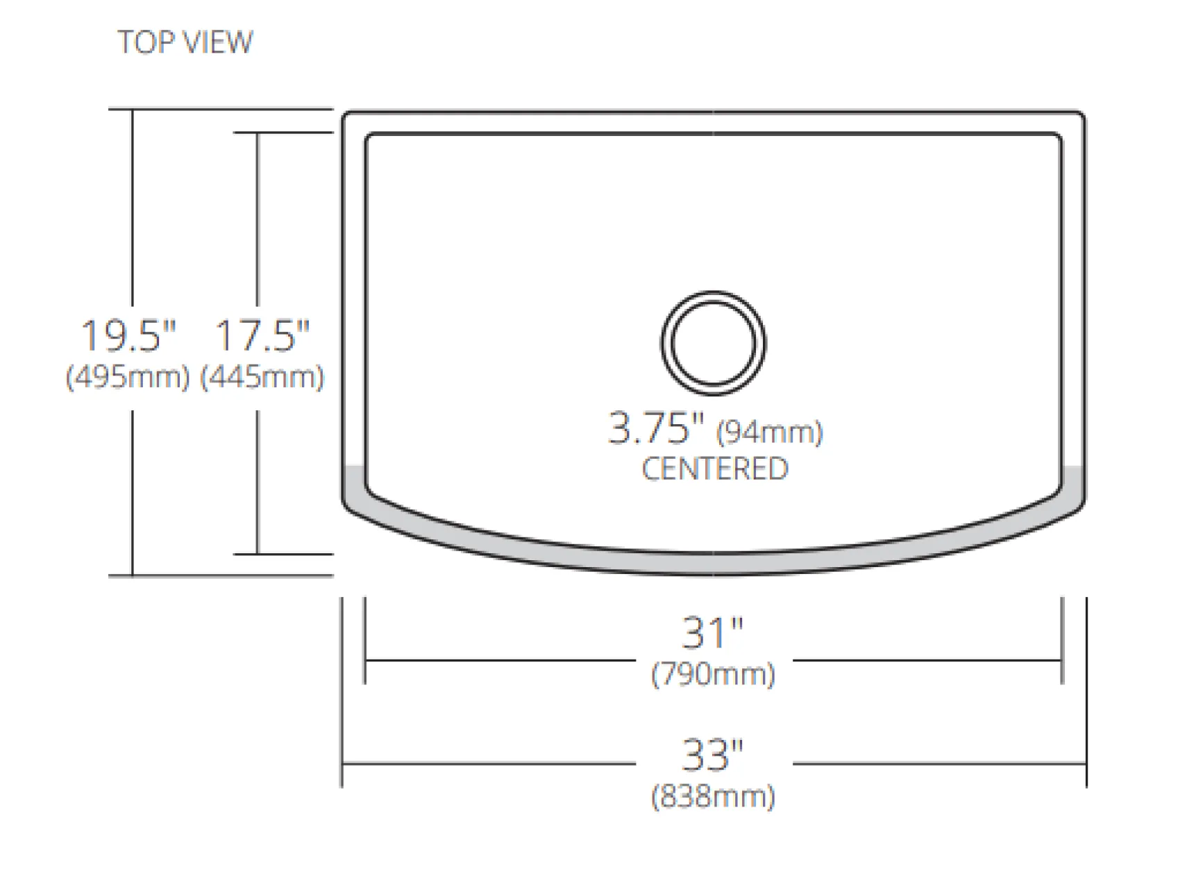 Native Trails Rendezvous 33" Fireclay Farmhouse Sink, Platinum, PMK3320-P