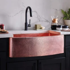 Native Trails Rhapsody 33" Copper Farmhouse Sink, Polished Copper, CPK495