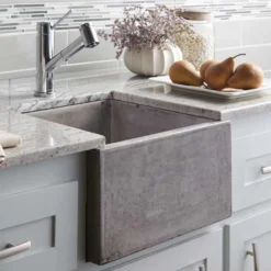 Native Trails Ventana 15" NativeStone Concrete Farmhouse Sink, Ash, NSB1515-A