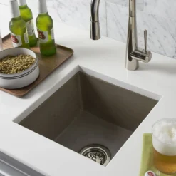 Native Trails Ventana 15" NativeStone Concrete Farmhouse Sink, Earth, NSB1515-E
