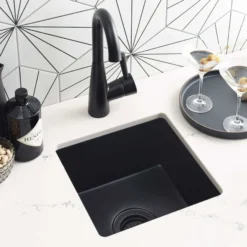 Native Trails Ventana 15" NativeStone Concrete Farmhouse Sink, Charcoal, NSB1515-C