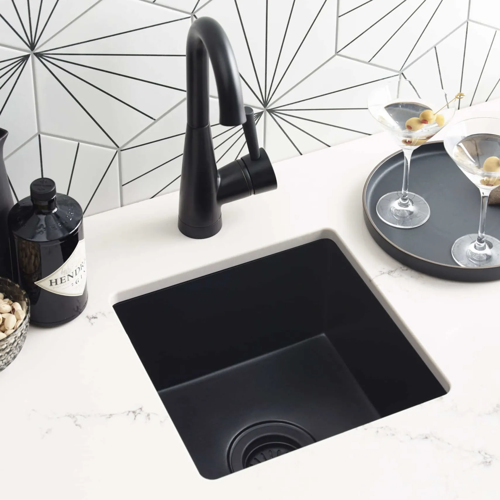 Native Trails Ventana 15" NativeStone Concrete Farmhouse Sink, Charcoal, NSB1515-C