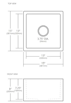 Native Trails Ventana 15" NativeStone Concrete Farmhouse Sink, Charcoal, NSB1515-C