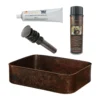 Premier Copper Products 19" Rectangle Tub Hand Forged Old World Copper Vessel Bathroom Sink, Matching Drain and Accessories, Oil Rubbed Bronze, BSP5_PVTREC19DB-P