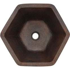 Premier Copper Products 16" Copper Bathroom Sink, Oil Rubbed Bronze, LH15.5DB