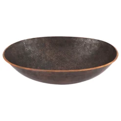 Premier Copper Products 17" x 12" Oval Vessel - Above Counter Terra Firma Copper Bathroom Sink, Dark Brown, 10 Gauge, TFVO17DB