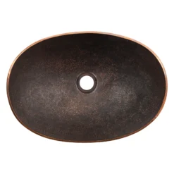 Premier Copper Products 17" x 12" Oval Vessel - Above Counter Terra Firma Copper Bathroom Sink, Dark Brown, 10 Gauge, TFVO17DB