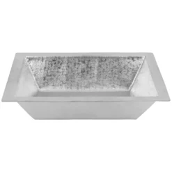 Premier Copper Products 17" x 13" Rectangle Dual - Undermount or Drop In Terra Firma Copper Bathroom Sink, Nickel, 10 Gauge, TFLREC17EN