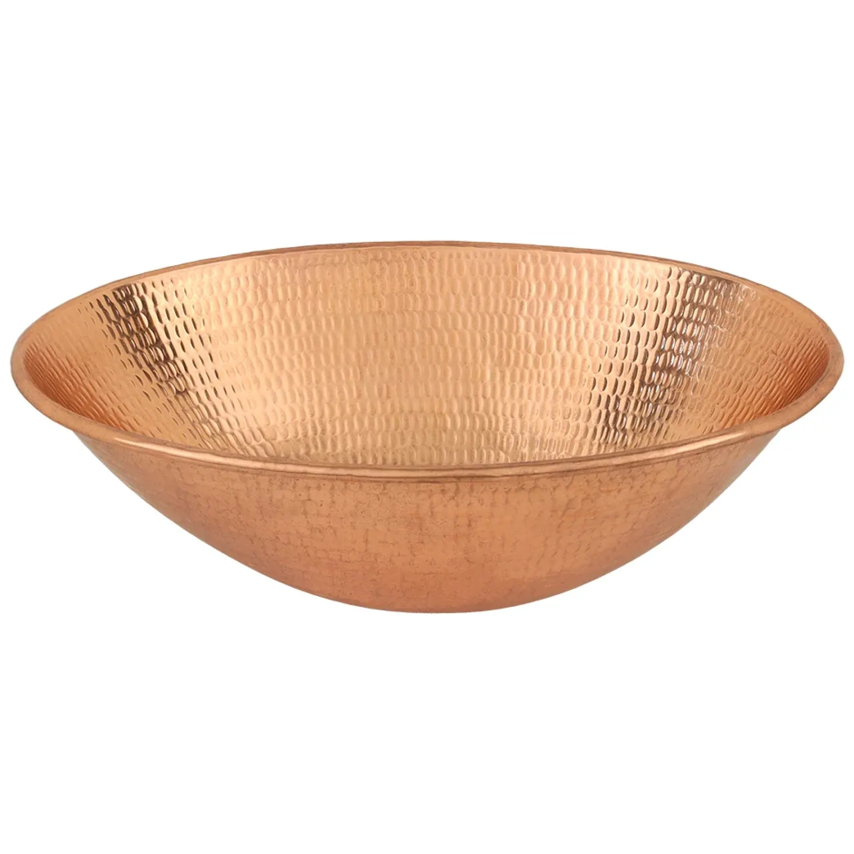 Premier Copper Products 17" Oval Wired Rim Vessel Hammered Copper Bathroom Sink in Polished Copper, Matching Drain and Accessories, BSP5_VO17WPC-P