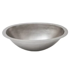Premier Copper Products 19" Oval Under Counter Hammered Copper Bathroom Sink in Nickel, Matching Drain and Accessories, BSP5_LO19FEN-P