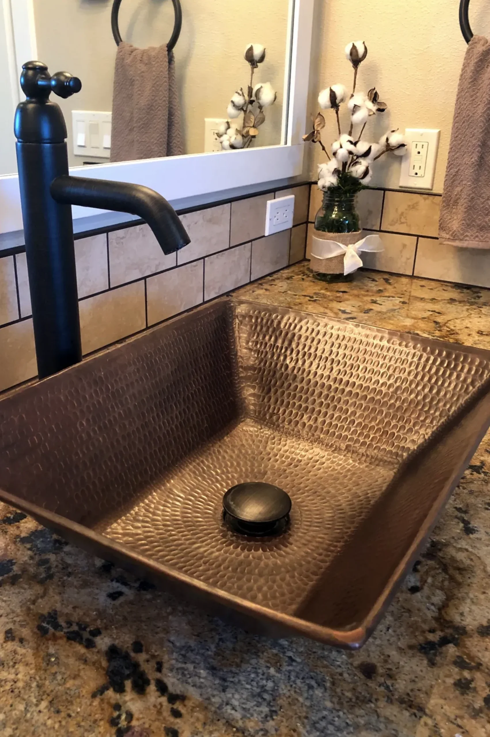 Premier Copper Products 17" Rectangle Copper Bathroom Sink, Oil Rubbed Bronze, VREC17WDB