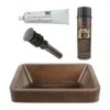 Premier Copper Products 17" Rectangle Skirted Vessel Hammered Copper Bathroom Sink, Matching Drain and Accessories, Oil Rubbed Bronze, BSP5_VREC17SKDB-P