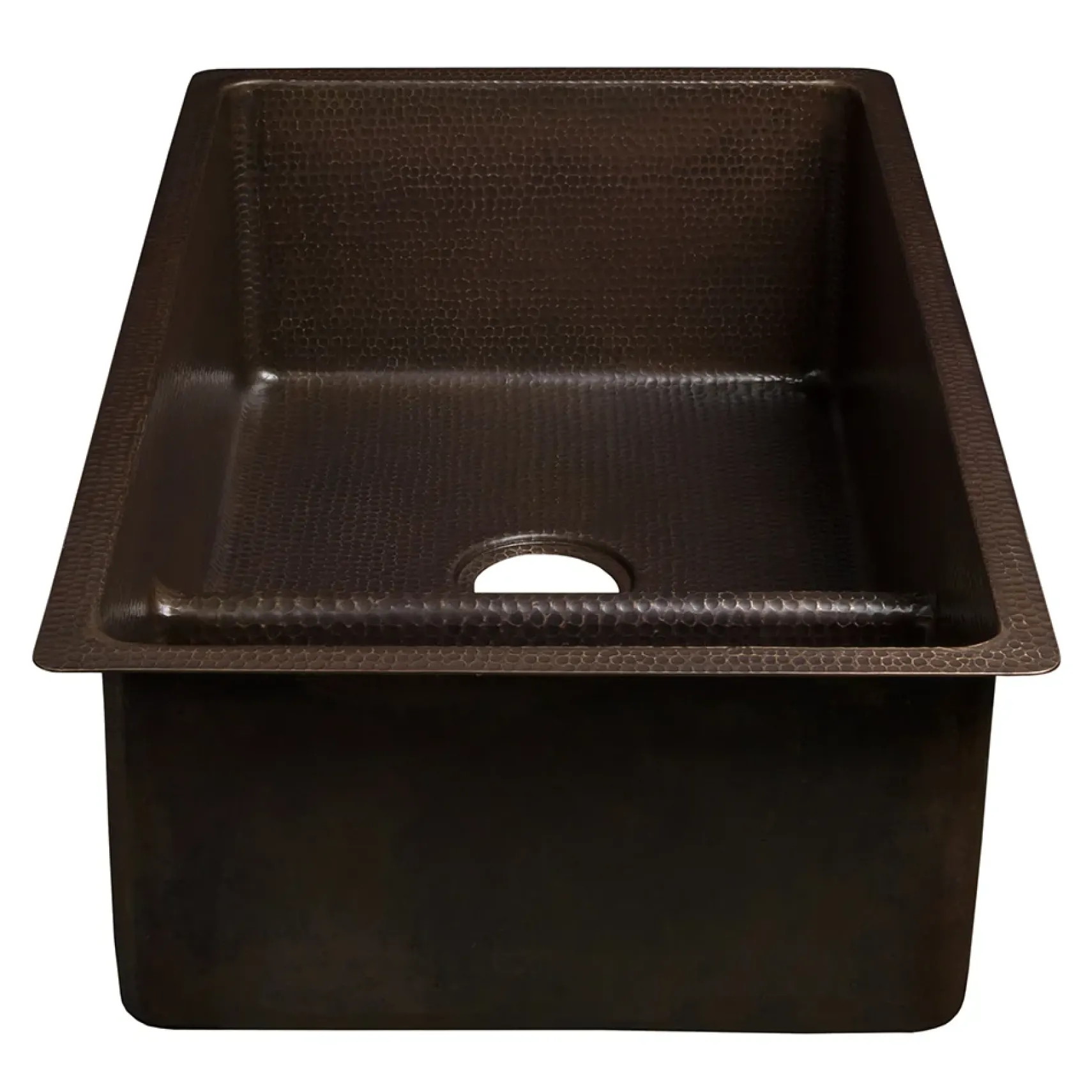 Premier Copper Products 33" Hammered Copper Kitchen 70/30 Double Basin Sink with Short 5" Divider w/ Matching Drains and Accessories, Oil Rubbed Bronze, KSP3_K70DB33199-SD5