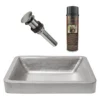 Premier Copper Products 19" Rectangle Skirted Vessel Hammered Copper Bathroom Sink in Nickel, Matching Drain and Accessories, BSP5_VREC19SKEN-P