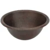Premier Copper Products 14" Round Copper Bathroom Sink, Oil Rubbed Bronze, LR14RDB