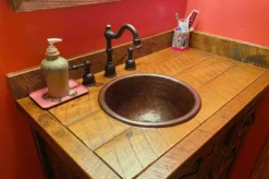 Premier Copper Products 14" Round Copper Bathroom Sink, Oil Rubbed Bronze, LR14RDB