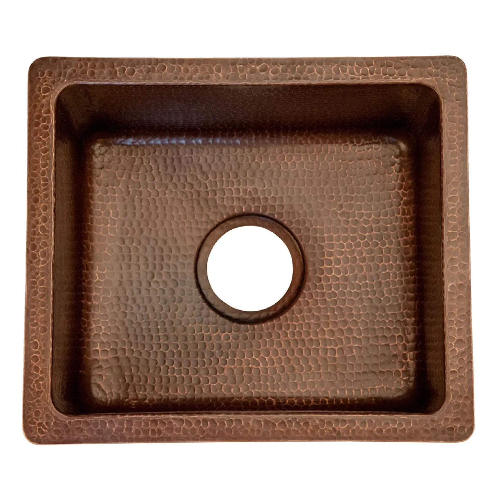 Premier Copper Products 16" Gourmet Rectangular Hammered Copper Bar/Prep Sink, Matching Drain and Accessories, Oil Rubbed Bronze, BSP5_BREC16DB-D