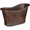 Premier Copper Products 52" Hammered Copper Freestanding Bathtub, Oil Rubbed Bronze, BTS52DB