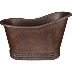 Premier Copper Products 52" Hammered Copper Freestanding Bathtub, Oil Rubbed Bronze, BTS52DB