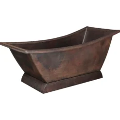 Premier Copper Products 67" Hammered Copper Canoa Single Slipper Bathtub, BTSC67DB
