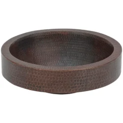 Premier Copper Products 15" Round Copper Bathroom Sink, Oil Rubbed Bronze, VR15SKDB