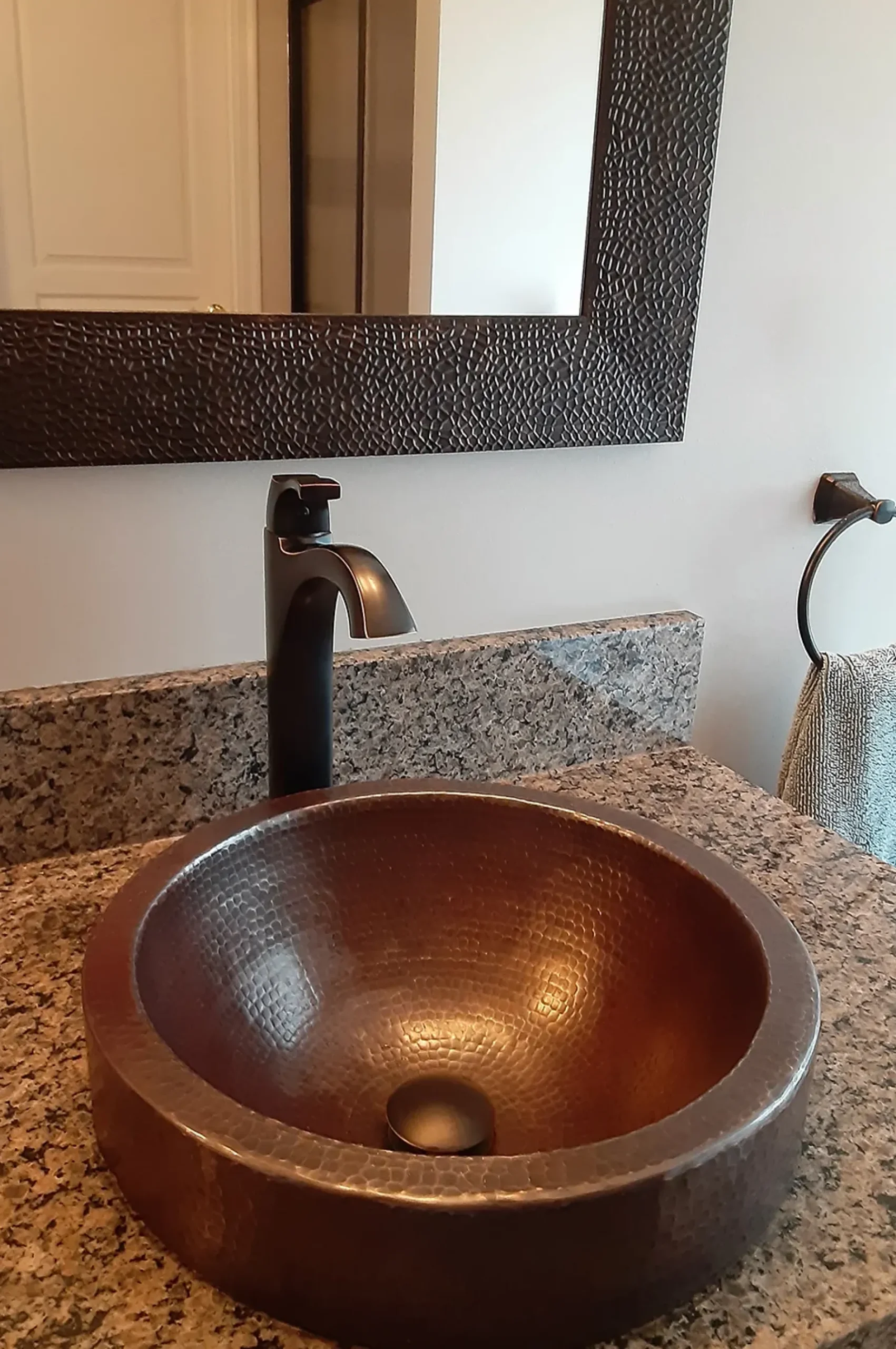 Premier Copper Products 15" Round Copper Bathroom Sink, Oil Rubbed Bronze, VR15SKDB