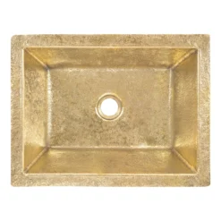 Premier Copper Products 17" x 13" Rectangle Dual - Undermount or Drop In Terra Firma Brass Bathroom Sink, TFLREC17PB