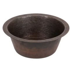 Premier Copper Products 14" Round Terra Firma Copper Bar/Prep Sink, Dark Brown, 10 Gauge, TFBR14DB2