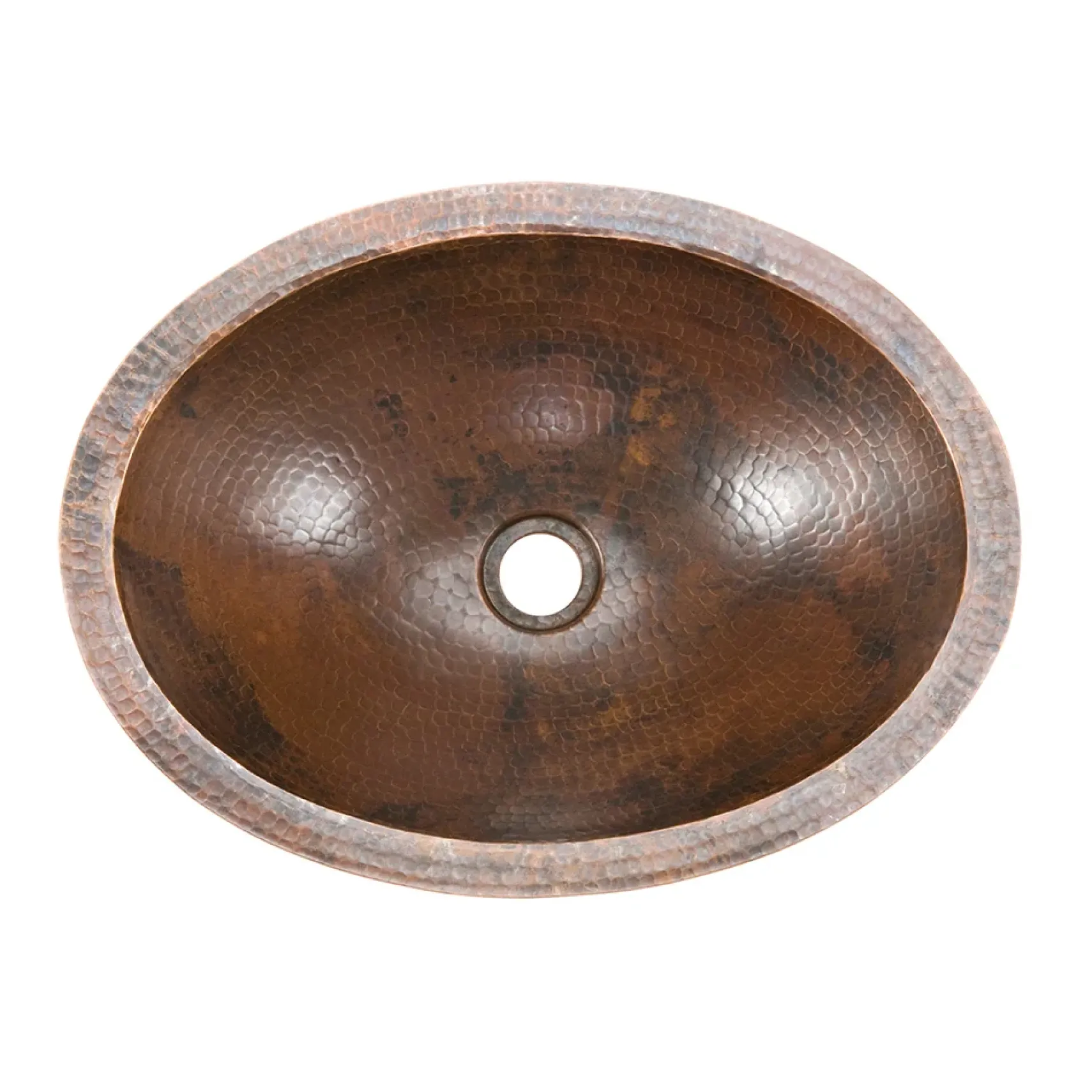 Premier Copper Products 17" Oval Under Counter Hammered Copper Bathroom Sink, Matching Drain and Accessories, Oil Rubbed Bronze, BSP5_LO17FDB-P